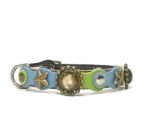 Happy Trendy Cat Collar with Green Blue Pastel Colours