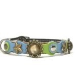 Joyeux Collier de Chat avec Couleurs Pastel Vert et Bleu