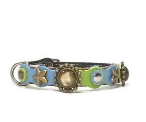 Vrolijke Luxe Kattenhalsband met Pastel Blauw en Groen