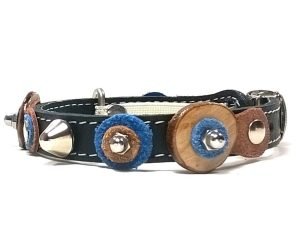 Super Cooles Katzenhalsband mit Jeans Blau und Braun