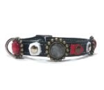 Wunderschönes Leder Katzenhalsband mit Luxus Rot und Grau
