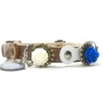 Luxe kattenhalsband met veiligheidssluiting verstelbaar met elastische gesp en kleurrijke elegante rozen bloemen en olijfhout, Design Roses