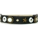 Original collier fantaisie pour chien confortable en cuir avec lune et étoiles, Design Moonlight