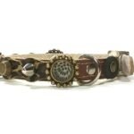 Collar camuflaje para gatos ajustable con hebilla y elástico de seguridad con cuero estampado de leopardo y bonitas piedras, Diseño Leopardo