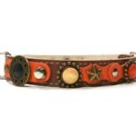 Collar de lujo para perros en color marrón o negro y cuero naranja con elegantes adornos, Diseño Orange