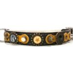 Collar de lujo para perros muy orriginal con cuero amarillo en negro o marrón con elegante decoración, Diseño Brave