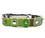 Eye-catching Luxury Leather Cat Collar Retro Green