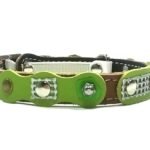 Original Collar de Gato de Cuero de Lujo Vintage Verde