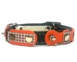 Auffälliges Luxus Leder Katzenhalsband Retro Orange