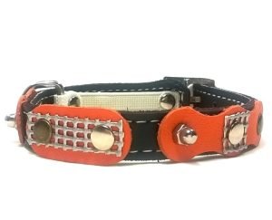Opvallende Luxe Leren Kattenhalsband Retro Oranje