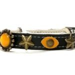 Collar Chulo para Gato con Ojos de Gato de Cuero Amarillo