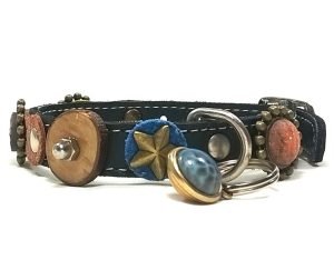 Auffälliges Luxus Leder Katzenhalsband im Jeans Stil