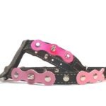 Hunde-Geschirr handgemacht mit Rosa Pink Leder Patches und eleganten Spikes, Design Linda