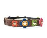 Cute Cat Collar with Colourful Leather Flowers