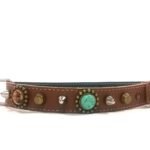 Exclusivo collar de lujo para perros con piedras turquesas y tachuelas, Diseño bohemian