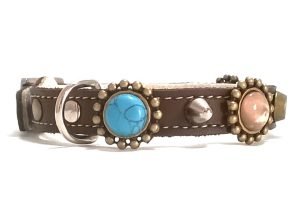 Bohemian Kattenhalsband met Blauw Turquoise Steentjes