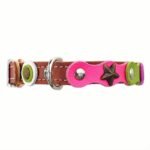 Collier Chat Fantaisie en Cuir Rose Velours & Vert – “Happy Starlight” – Image 3