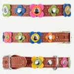 Collar Gato Floral con Flores de Colores de Cuero – “Vintage Bloom Fiesta” - Imagen 6