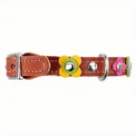 Collar Gato Floral con Flores de Colores de Cuero – “Vintage Bloom Fiesta” - Imagen 5
