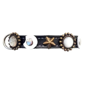 Zijde van de luxe leren kattenhalsband met maan en sterren, design Moonlight.