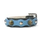 Cómoda pulsera ajustable con hebilla hecha a mano en cuero azul claro negro o marrón con elegantes tachuelas, Diseño Studded
