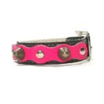 Cómoda pulsera ajustable con hebilla hecha a mano en cuero rosa fucsia negro o marrón con elegantes tachuelas, Diseño Studded
