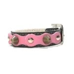 Bracelet avec boucle reglable confortable en cuir rose noir ou marron avec clous élégants, Design Studded