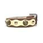 Cómoda pulsera ajustable con hebilla hecha a mano en cuero camuflaje leopardo negro o marrón hecha a mano con elegantes tachuelas, Diseño Studded