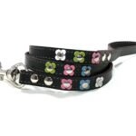 Laisse pour chien en cuir faite à la main avec des fleurs aux couleurs florales, Design Pastel