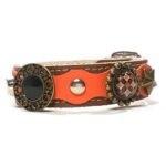 Luxe armband verstelbaar met gesp in oranje bruin of zwart met sierlijke ornamenten, Design Orange