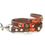 Correa de lujo para perros en naranja marrón o negro con elegantes adornos, diseño Orange