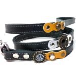 Correa de lujo para perros en amarillo negro o marrón con elegantes adornos, diseño Brave