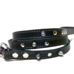 Confortable laisse pour chien en cuir noir ou marron avec clous argentés élégants, design Spike