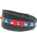 Exclusieve leren windhond galgo halsband FC Barcelona blauw rood azul grana, design Barça