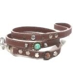 Correa exclusiva de lujo para perros con piedras turquesas y tachuelas, diseño Bohemian
