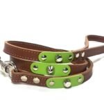 Cómoda correa para perros hecha a mano en cuero verde negro o marrón con elegantes tachuelas, Diseño Studded