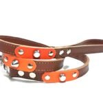 Cómoda correa para perros hecha a mano en cuero negro o marrón con elegantes tachuelas, Diseño Studded